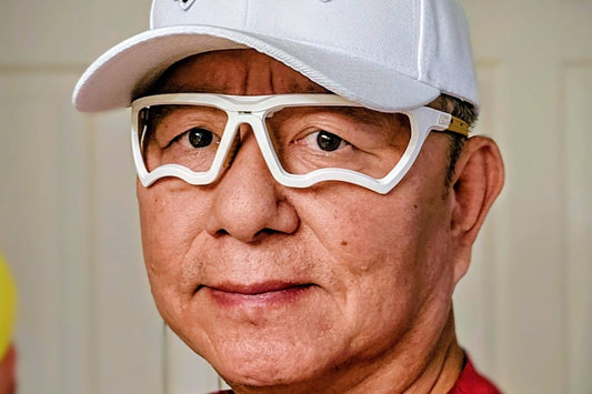 Pickleball player wearing Kitchen Blockers lens-free eyewear