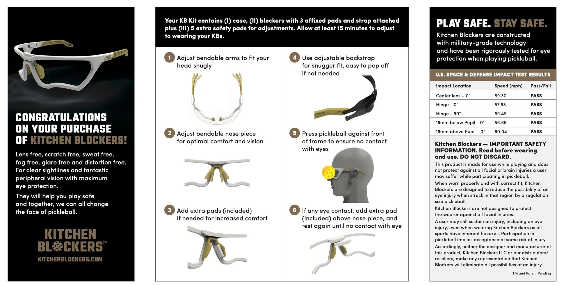 Kitchen Blockers Lens Free Pickleball eyewear instruction guide